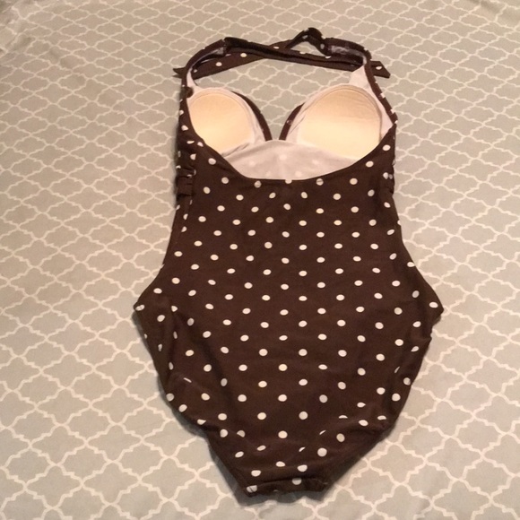 Island World Apparel One Piece Brown Polka Dot Swimwear - Picture 3 of 6